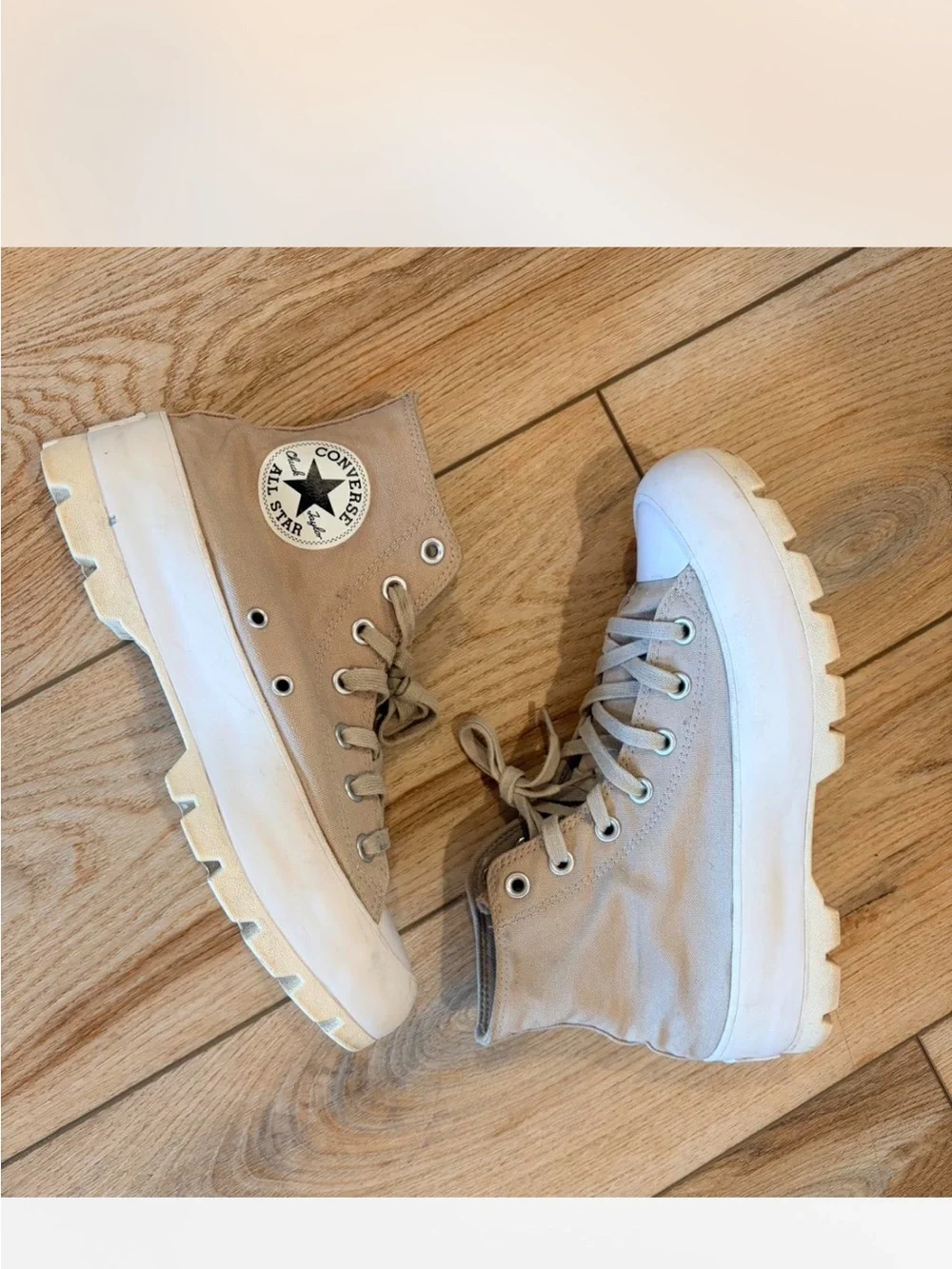 Converse High Top Platform Sneakers - Beige Canvas
